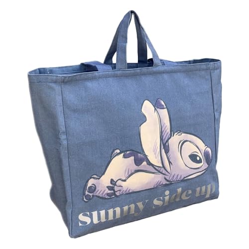 Disney Stitch Strandtasche, Reisetasche, Einkaufstasche, Stitch Design, Große Umhängetasche, Geschenk für Frauen und Jugendliche | Blau von Disney