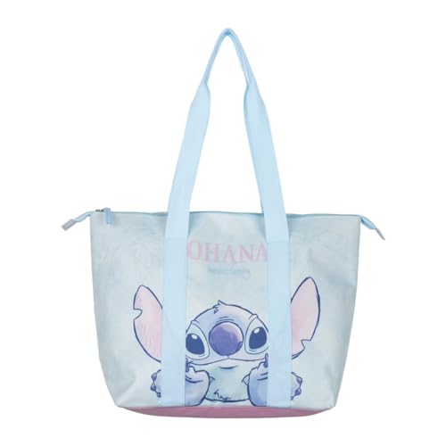 Disney Stitch Strandtasche, Reisetasche, Umhängetasche, Einkaufstasche Stitch Ohana Design, Geschenk für Frauen und Jugendliche (Blau) von Disney