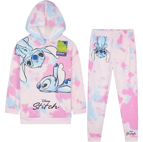 Disney Stitch Trainingsanzug Kinder Mädchen Teenager Jogginganzug Fleece Hoodie Jogginghose Sportbekleidung Stitch Sachen (9-10 Jahre, Multi Tie Dye) von Disney