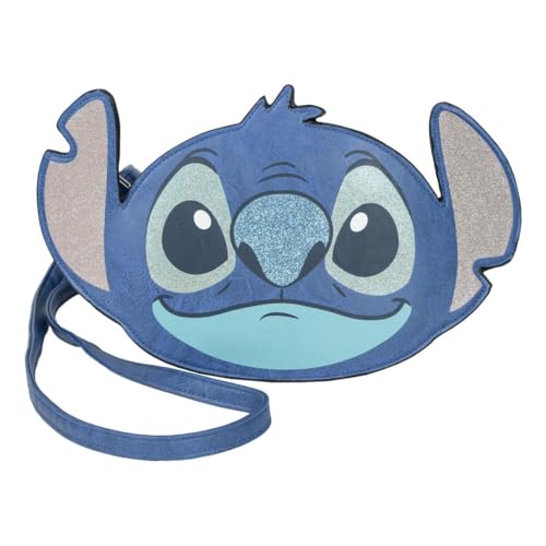 Disney Stitch Umhängetasche Handtasche für Jugendliche oder Erwachsene, Schultertasche aus Kunstleder, 26 cm, mit Reißverschluss und Ohren von Disney