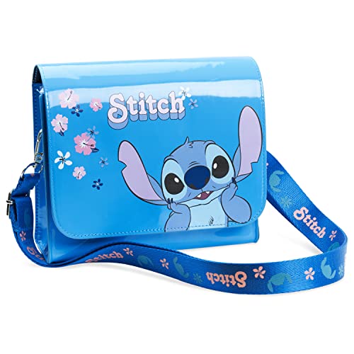 Disney Handtasche Stitch Tasche Umhängetasche Kinder Mädchen Schultertasche Kinder Offizieller Fanartikel Frozen Eiskönigin Lilo und Stitch Geschenke (Blau Stitch) von Disney