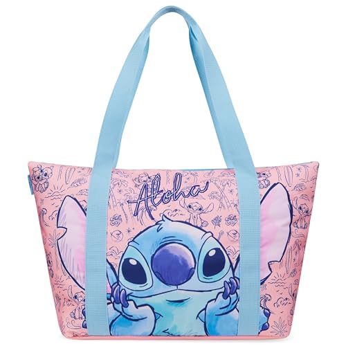 Disney Stitch Weekender Damen, Wasserdichte Strandtasche, Reisetasche Damen 56cm 30L Rosa - Reise Geschenke für Frauen von Disney