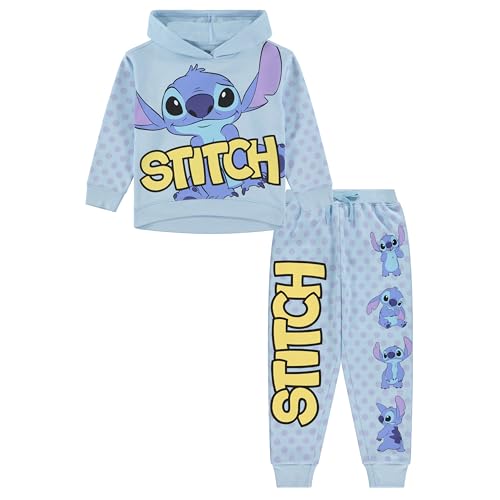 Disney Stitch & Angel Mädchen Fleece-Sweatshirt & Jogginghose Set – Mädchen 2 - 16, Hellblau, 4-5 von Disney
