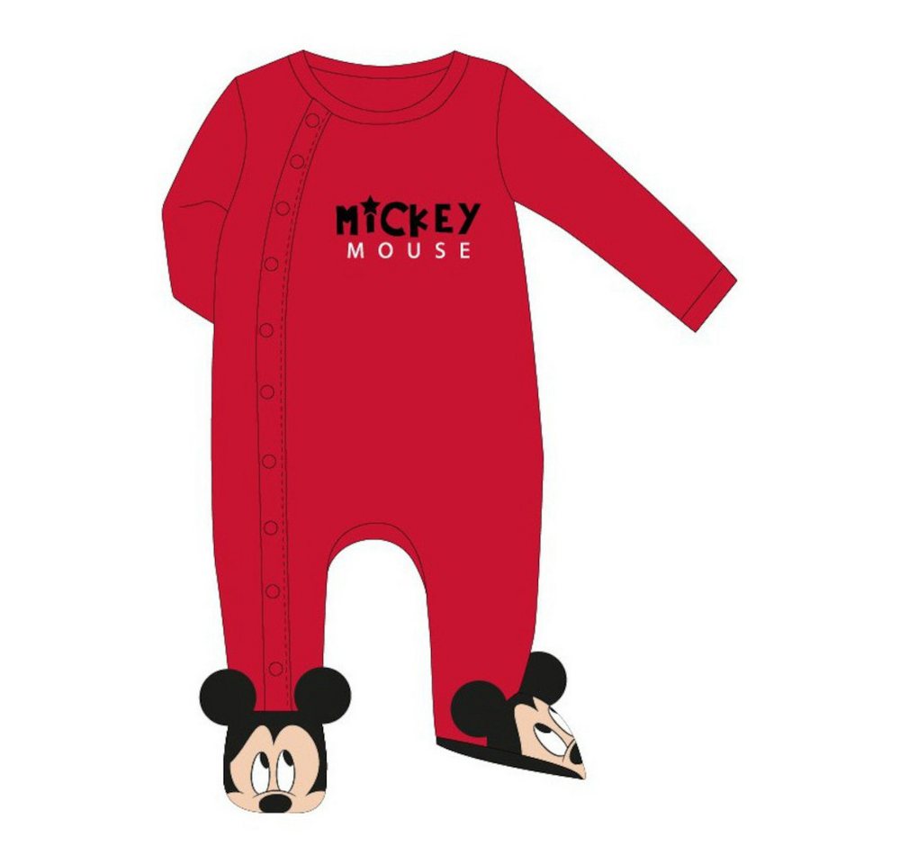 Disney Strampler Mickey Mouse Baby & Kleinkind Strampler mit Schriftzug, Rot, Velour von Disney