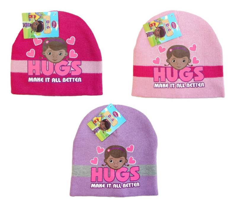 Disney Strickmütze 3er-Set Disney Doc McStuffins Mützen "Hugs - Make It All Better" für M (3 Doc McStuffins Mützen, 3 Doc McStuffins Mützen) atmungsaktiv und langlebiges Material von Disney