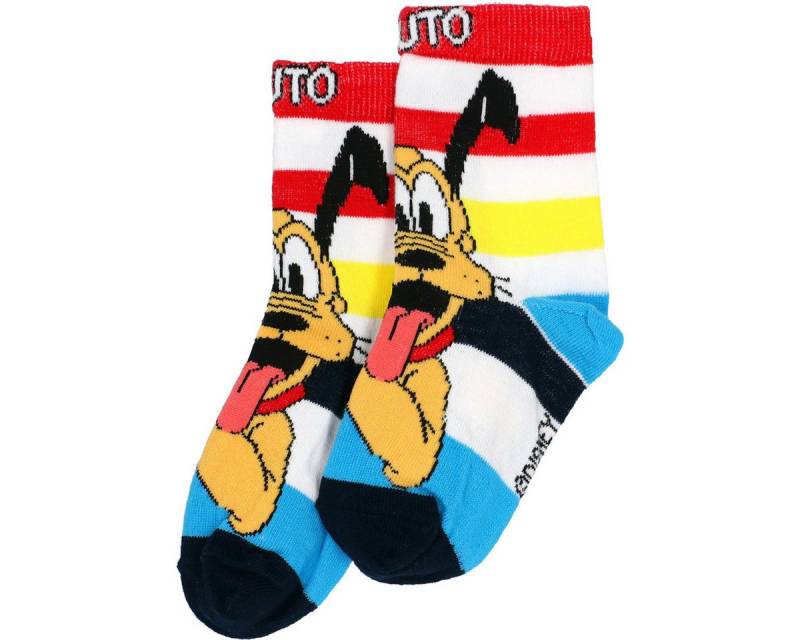 Disney Strümpfe Mickey Mouse Pluto Streifen Unisex Kinder (1-Paar) Socken, Söckchen, Halbsocken, Kuschelsocken, Freizeitsocken von Disney