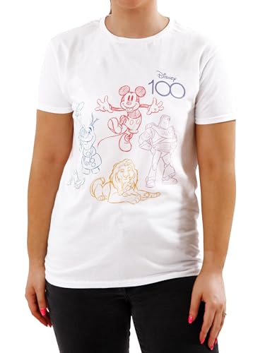 Disney T-Shirt Damen | Mickey Mouse Tshirt Für Frauen | Woody Und Buzz Lightyear Damen T Shirt | Weiß | XX-Large von Disney
