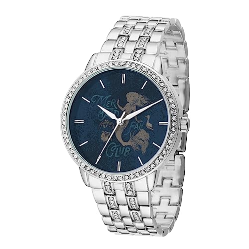 Disney The Little Mermaid Live Action Erwachsene Analog Quarz Uhr Silber, Silber, Armband von Disney