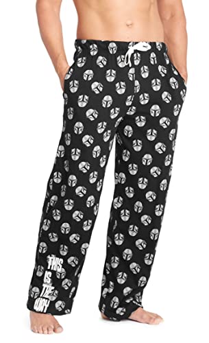 Disney The Mandalorian Schlafanzughose Herren Lang, Pyjama Herren Schlafhose (XL, Schwarz/Grau) von Disney