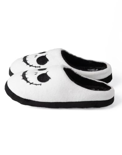 Disney The Nightmare Before Christmas Jack Skellington Damen Hausschuhe | Spooktacular Ghost Halloween Weihnachten Feiertag NMBC Charakter Merchandise Geschenk Winter Weiße Mule Hausschuhe Für Damen von Disney