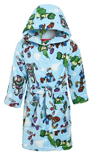 Disney Toy Story 4 Bademantel mit Kapuze für Jungen und Mädchen, Fleece, Buzz Woody Forky Robe Housecoat, blau, 8 Jahre von Disney