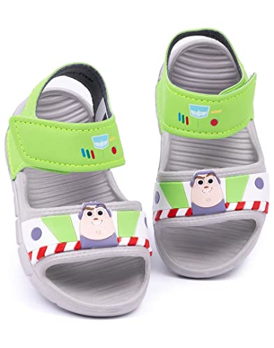 Disney Toy Story Buzz Lightyear Sandalen Kinder Kleinkinder | Jungen Mädchen Superhelden-Schieber mit stützendem Gurt | Grüngraue Sommerschuhe Schuhe von Disney