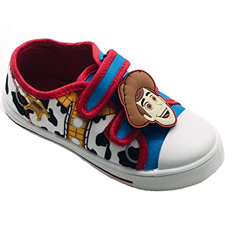 Disney Toy Story Jungen Mädchen Riemchenverschluss Canvas Sommerschuhe Pumps Sneaker Woody oder Buzz Lightyear Kind Größe 39-47, Woody, 27 EU von Disney