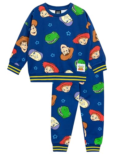 Disney Toy Story Outfit | Jungen Sweatshirt und Jogger Kombi-Set | Buzz Trainingsanzug Für Kinder | Offizielles Toy Story Merchandise | Blau | 128 von Disney