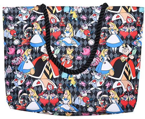 Disney Tragetasche Alice im Wunderland Queen Hearts Cheshire Cat Mad Hatter Print Tasche, Alice in Wonderland von Disney