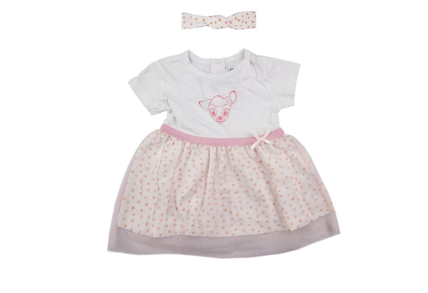 Disney Tüllkleid Bambi Baby Kleinkind Tüllkleid Sommerkleid mit Haarband Gr. 62 bis 86, Baumwolle von Disney