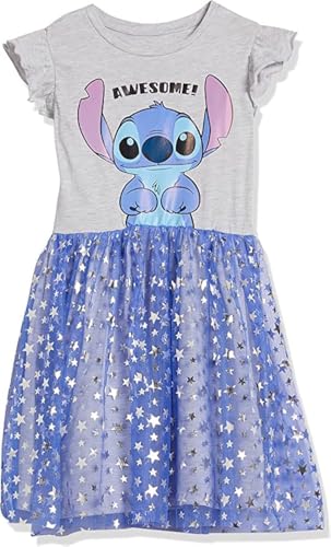 Disney Tüllkleid mit Rüschenärmeln für Mädchen, Größen 32-44, Heidekraut/Blau, 7-8 von Disney