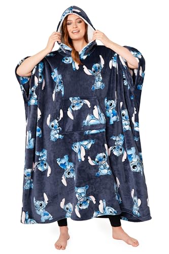 Disney Damen Kapuzendecke Übergroßer Fleece-Poncho, Navy, One Size von Disney