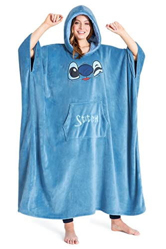 Disney Oversize Pullover Damen, Lilo und Stitch Kuschel Kapuzenpullover Damen und Teenager - Geschenke für Frauen (Blau Lang) von Disney