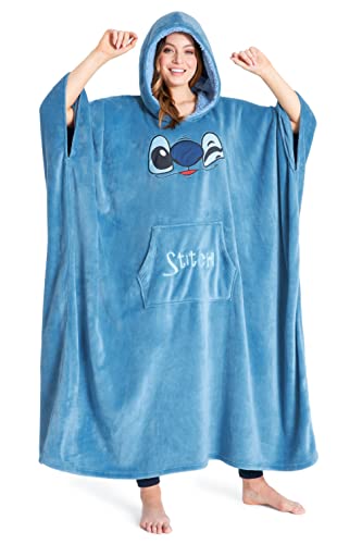 Disney Stitch Kapuzenpullover Damen Oversize Hoodie Decke mit Ärmeln Sherpa Weiche Warme und Komfortable Geschenke für Frauen Teenager (Blau Stitch Long) von Disney