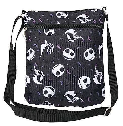 Disney Crossbody-Taschen für Damen, Nightmare Before Christmas Geschenk, Jack Skellington Movie Black Vegan, kleine Umhängetasche, Reisetaschen für Frauen, Alltag, Halloween, Reisepass, Erwachsene und von Disney