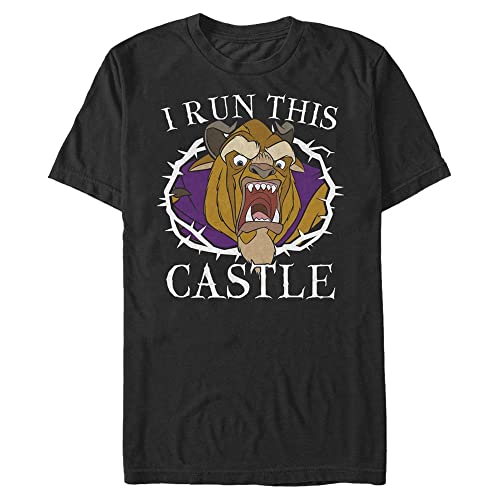 Disney Unisex Beauty & The Beast Castle Organic Short Sleeve T-shirt, Schwarz, L von Disney