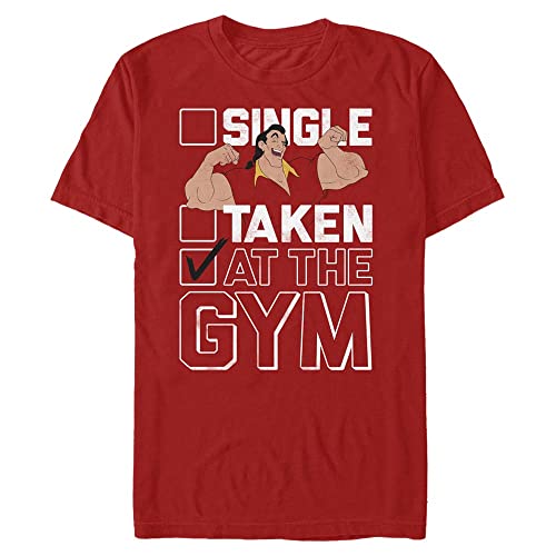 Disney Unisex Beauty & The Beast-at The Gym Organic Short Sleeve T-Shirt, Red, S von Disney