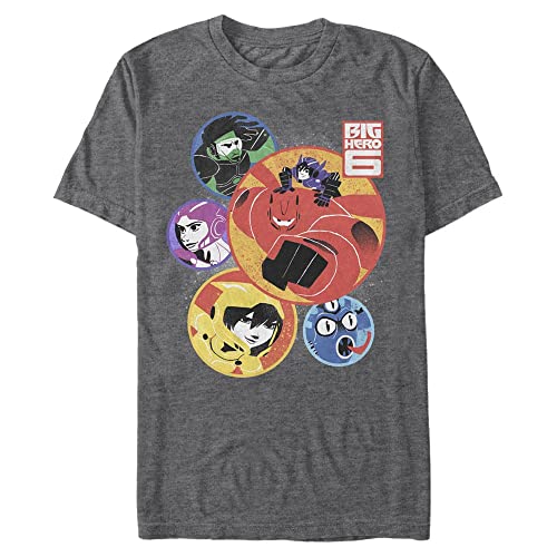 Disney Unisex Big Hero 6 Movie Rounders Organic Short Sleeve T-shirt, Melange Black, XXL von Disney