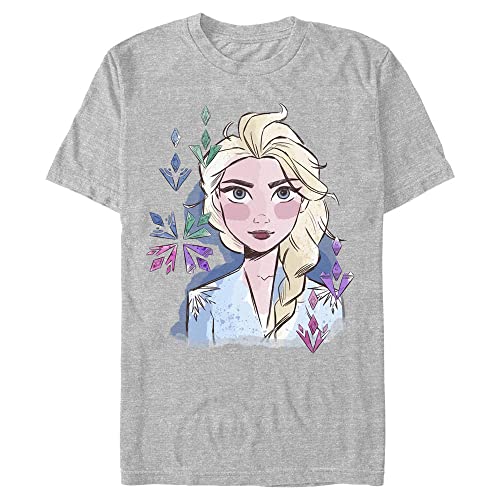 Disney Unisex Frozen 2 Elsa Face Organic Short Sleeve T-shirt, Melange Grey, XL von Disney