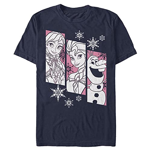 Disney Unisex Frozen Snow Trio Organic Short Sleeve T-shirt, Marineblau, L von Disney