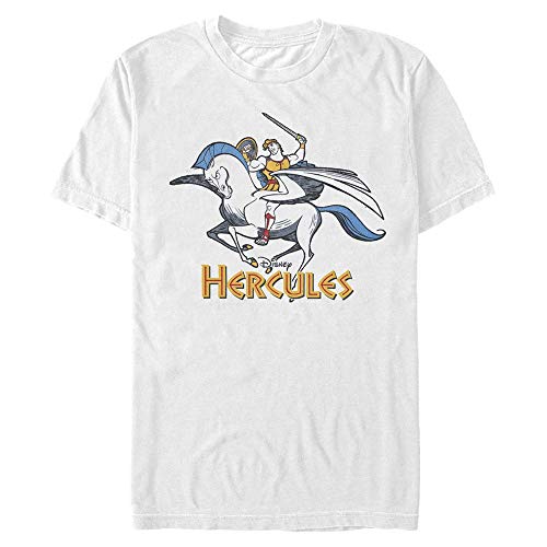 Disney Unisex Hercules-Woodcut HERC Organic Short Sleeve T-Shirt, White, S von Disney