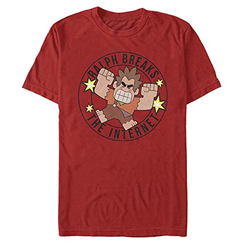 Disney Unisex It Ralph 2-Wreck Round Linear Organic Short Sleeve T-Shirt, Red, XL von Disney