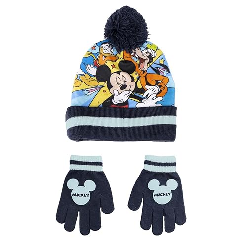 Disney Unisex Kids Packung Mütze und Handschuhe Set, Blau, Estándar von Disney