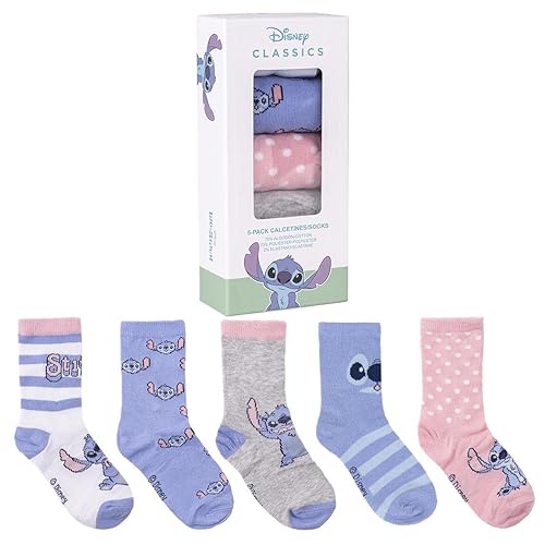 Disney Unisex Kids Stitch 5er Pack Socken, bunt, 35-38 von Disney