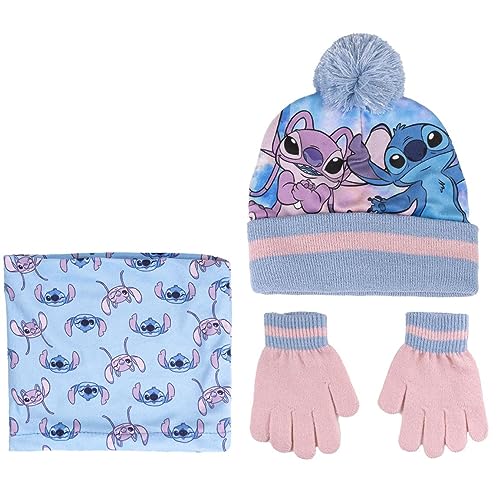 Disney Unisex Kids Stitch Höschen Mütze und Handschuhe Set, Blau, Estándar von Disney