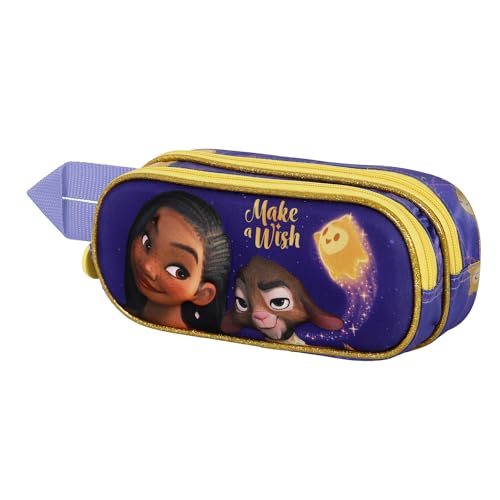 Disney Unisex Kids Wish Star-3D Doppelfedermäppchen, Lila, 22 x 9,5 cm von Disney