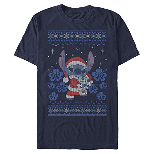 Disney Unisex Lilo And Stich Holiday Stitch Organic Short Sleeve T-shirt, Navy Blau, L von Disney