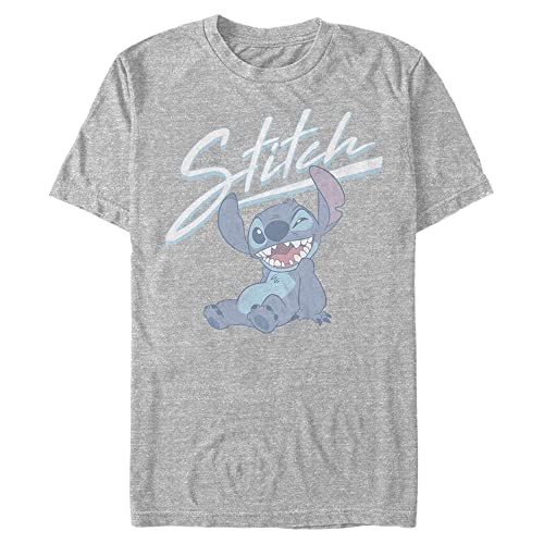 Disney Unisex Lilo And Stich Stitch Wink Organic Short Sleeve T-shirt, Melange Grau, S von Disney