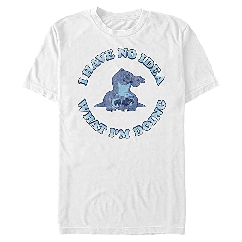 Disney Unisex Lilo & Stitch No Idea Organic Short Sleeve T-shirt, Weiß, XL von Disney