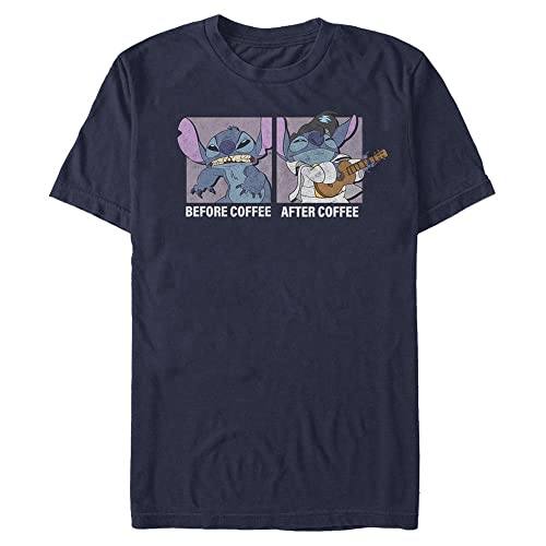 Disney Unisex Lilo & Stitch-Stitch Coffee Organic Short Sleeve T-Shirt, Navy Blue, L von Disney