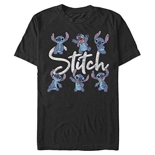 Disney Unisex Lilo & Stitch-Stitch Poses Organic Short Sleeve T-Shirt, Black, M von Disney