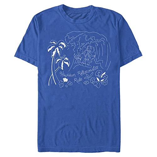 Disney Unisex Lilo & Stitch-Stitch Surf Line Art Organic Short Sleeve T-Shirt, Bright Blue, L von Disney