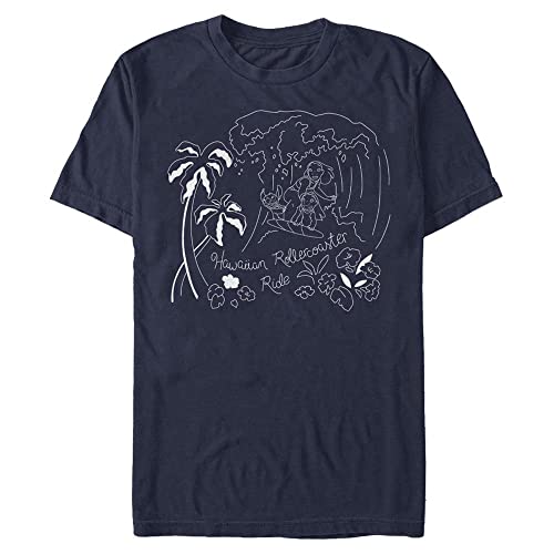 Disney Unisex Lilo & Stitch Stitch Surf Line Art Organic Short Sleeve T-shirt, Navy Blue, M von Disney