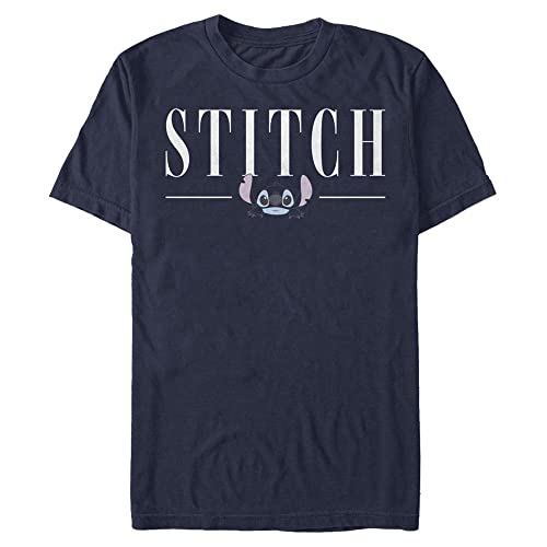 Disney Unisex Lilo & Stitch Stitch Title Organic Short Sleeve T-shirt, Navy Blue, M von Disney