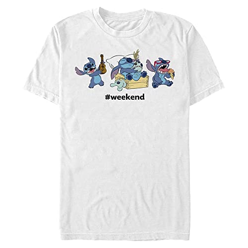 Disney Unisex Lilo & Stitch Stitch Weekend Organic Short Sleeve T-shirt, Weiß, S von Disney