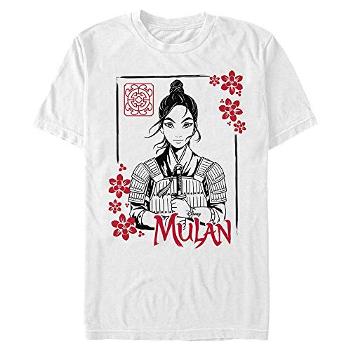 Disney Unisex Live Action-Ink Line Mulan Organic Short Sleeve T-Shirt, White, M von Disney