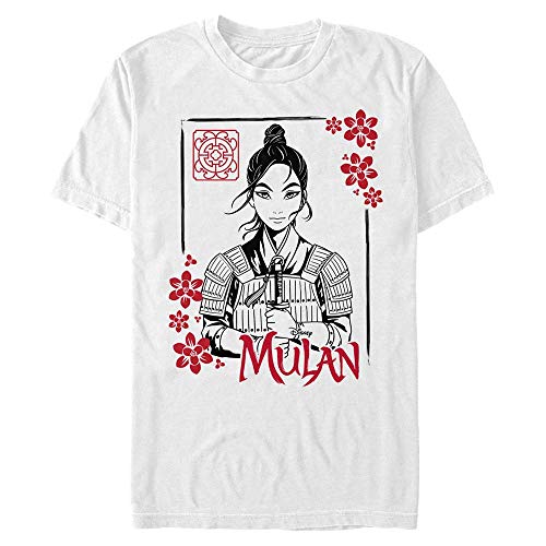 Disney Unisex Live Action-Ink Line Mulan Organic Short Sleeve T-Shirt, White, XL von Disney