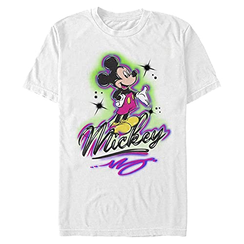 Disney Unisex Mickey Airbrush Mickey Organic Short Sleeve T-shirt, Weiß, L von Disney