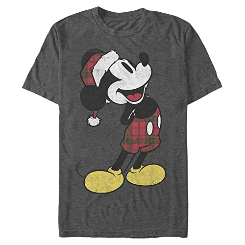 Disney Unisex Mickey Classic Plaid Mickey Organic Short Sleeve T-shirt, Melange Black, L von Disney