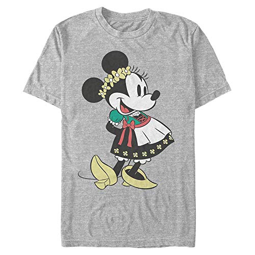 Disney Unisex Mickey Dirndl Basics Organic Short Sleeve T-shirt, Melange Grau, XL von Disney